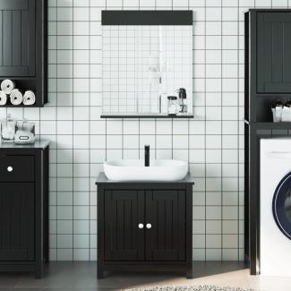 vidaXL 2-tlg. Badmöbel-Set BERG Schwarz Massivholz Kiefer 3206493