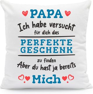 GRAVURZEILE Zierkissen mit Spruch - Das Perfekte Geschenk - Für Familie & Freunde -, starke Farben ohne verblassen - Papa - ohne Füllung
