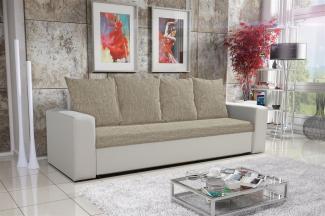 Sofa Schlafsofa inklusive Bettkasten NINA Weiß / Beige