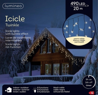 Kaemingk LED Lichtervorhang Icicle Lights mit 490 Lichter 2000 cm, schwarz
