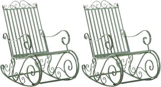 CLP 2er Set Schaukelstühle Smilla Schwingstühle mit hoher Rückenlehne,antik-grün