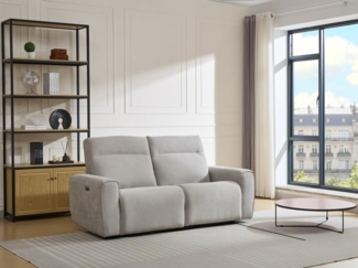 Vente-unique - Relaxsofa elektrisch 3-Sitzer - Stoff - Grau - LORGITA