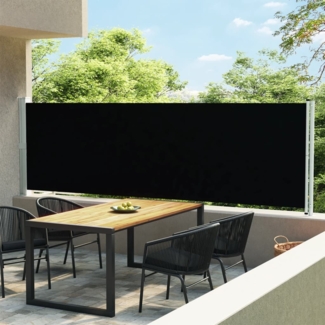 vidaXL Ausziehbare Seitenmarkise 140x600 cm Schwarz 313369