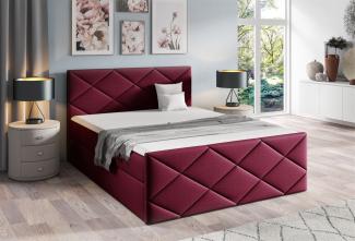 Boxspringbett Schlafzimmerbett KOSMOS 180x220 cm Stoff Fancy Rot