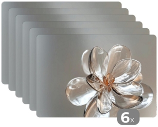 MuchoWow Platzset Blume - Gläser - Transluzent, (6-St), Platzsets, Tischset, Abwaschbar, Tischsets, Platzdeckchen