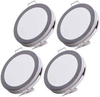 4er Set LED Einbaustrahler, rund, chrom, 8,5 cm
