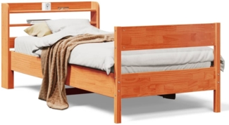 vidaXL Massivholzbett ohne Matratze Wachsbraun 75x190 cm Kiefernholz 3306953