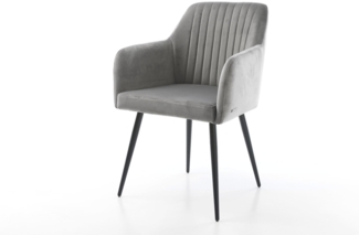 Armlehnstuhl Greg-Flex Samt Grau 4-Fuß konisch Schwarz