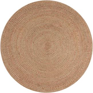 Kadima Design Handgewebter Jute-Teppich in Naturtönen "Eden". Farbe: Braun-Rosa, 180x180 cm