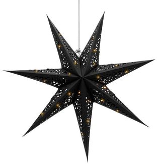 Spetebo LED Stern Deko Leuchte Weihnachtsstern aus Papier in schwarz, Hägend, LED fest integriert, warm weiß, zum aufhängen