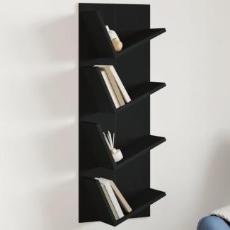 vidaXL Wand-Bücherregal mit 4 Fächern Schwarz 33x16x90 cm 840717