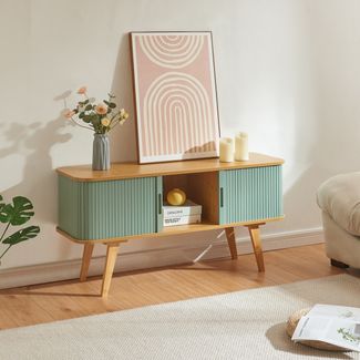 TV Schrank Tysvær 120x40x58 cm Bambus/Blau [en. casa]