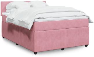 vidaXL Boxspringbett mit Matratze Rosa 160x200 cm Samt 3287781