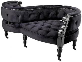 Casa Padrino Luxus Barock Doppel Sitzbank Schwarz / Schwarz Klavierlack - Doppelsofa - Luxury Collection