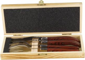 Solex BBQ Steakbesteckset mit Echtholzgriff aus Pakkaholz in einer Holzbox