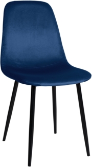 DELUKE® Esszimmerstuhl MOVI - Blau Samt, Metall 88x44x51cm Strapazierfähiger & pflegeleichter Bezug Esszimmerstühle Stuhl Esszimmer Küchenstühle Wohnzimmerstühle