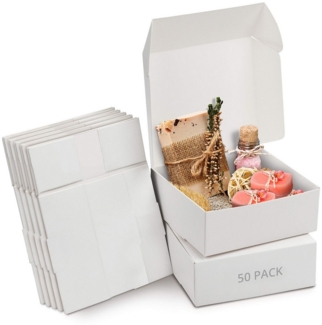 Kurtzy Geschenkbox Weiße Geschenkboxen 50 Stück - 12 x 12 x 5 cm mit Deckel (50 St)