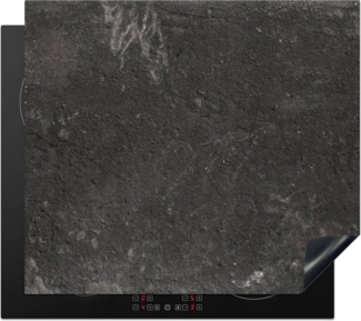 MuchoWow Herd-Abdeckplatte Beton - Wand - Schwarz - Vintage - Industriell, Vinyl, (1 tlg), Cerankochfeld Abdeckung, Herd Abdeckplatten Vinyl, 58x51 cm