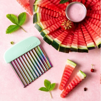 LEKKABOX Gemüse-Scheibenschneider Wellenschneider Gemüse Obst - Edelstahl Wellen-Schnitt Gemüseschneider, Schneidet Obst und Gemüse in hübsche Wellenform