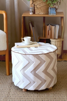 Pouf mit waschbarem Bezug 40 x 32 x /**/ cm Textil Beige 89860275 [en. casa]