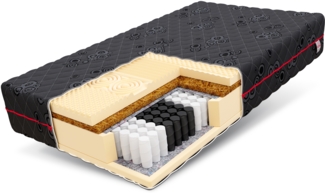 Matratze 160x200 Taschenfederkern DARK 7 Zonen H3 Kokos HR-Schaum Massage 24 cm