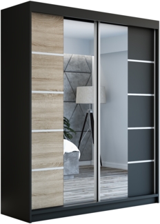 Schwebetrenschrank ERA 2-trig Schrank 180 cm (mit Spiegel) Farbe: Schwarz , sonoma