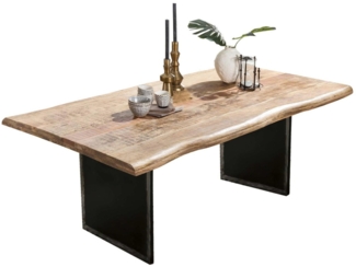 Esstisch TOPS & TABLES 100 x 220 x 77 cm Mango Metall Natur Schwarz