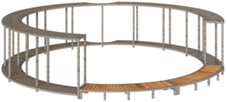 vidaXL Whirlpool-Umrandung mit Stauraum Holztreppe Grau Poly Rattan 365611