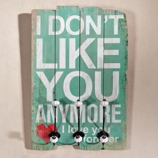 Wandgarderobe 40x60cm I Don't Like You 3 Kleiderhaken Flurpaneel Holz Dekoration