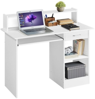 Yaheetech Schreibtisch Computertisch Laptoptisch, Bürotisch mit Schublade & Verstellbarem Ablagefach