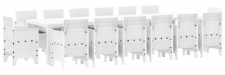 vidaXL Garten Essgruppe 15 pcs Weiß Polt Rattan 3378645