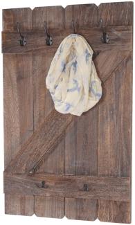 Wandgarderobe HWC-D13, Garderobe Garderobenpaneel, 6 Haken 91x60cm ~ braun shabby