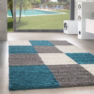 SIMPEX24 Teppich Kariert Design, Läufer, Höhe: 30 mm, Teppich Wohnzimmer Kariert Design Modern Verschidene Farben und Größen