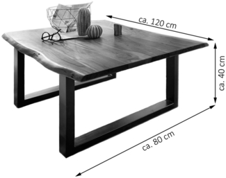 Couchtisch mit Baumkante 120x80 cm Akazie Natur schwarz PAUL 523772