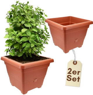 GarPet Pflanzkübel 2x Pflanzkübel Rechteckig Blumen Kübel Pflanz Topf 25 cm Terrakotta
