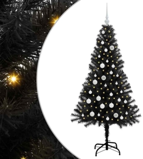 vidaXL Weihnachtsbaum mit 150 LEDs mit Ständer Schwarz 150 cm PVC 3396468