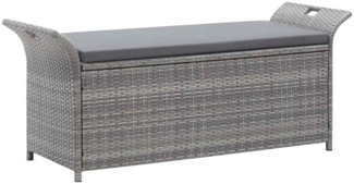 vidaXL Sitzbank mit Stauraum und Kissen Grau 138 cm Poly Rattan 45809