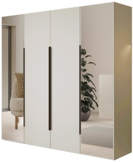 Compleo Kleiderschrank mit 4 Türen, Drehtürenschrank, Garderobenschrank mit Spiegel
