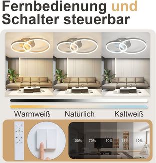 Nettlife LED Deckenleuchte Gold / Silber / Schwarz Wohnzimmerlampe Modernes Dimmbar 59 cm, LED fest integriert, Geeignet für Wohnzimmer, Schlafzimmer, Küche, Esszimmer, Büro