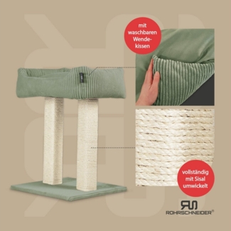 Rohrschneider Kratzbaum Katzenbaum Wolly 2 breite Kratzstämme mit Katzenbett Cordstoff