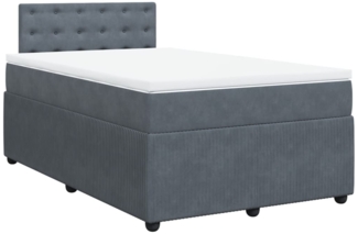 vidaXL Boxspringbett mit Matratze Dunkelgrau 120x200 cm Samt 3287723