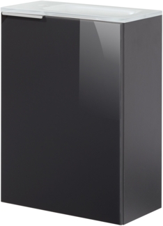 Fackelmann SBC KARA Gäste WC Set 2-teilig 45cm, Anthrazit, rechts, Glas Weiß