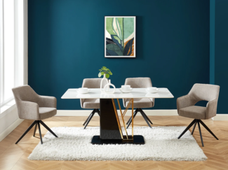 Vente-unique - Bürostuhl Drehstuhl mit Armlehnen 6er-Set - Stoff & Metall - Taupe - KONYA