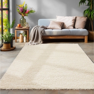 SIMPEX24 Teppich Unicolor - Einfarbig, Rund, Höhe: 30 mm, Einfarbig Shaggy Teppich Wohnzimmer Langflor Versch. Farben und Größen