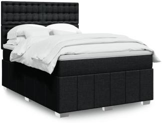 vidaXL Boxspringbett mit Matratze Schwarz 140x190 cm Stoff 3293979