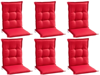 GO-DE Polsterauflage REDSUN, 50 x 108 cm, Rot, Polyester, (Set, 6 St), Gartenstuhlauflage für Hochlehner
