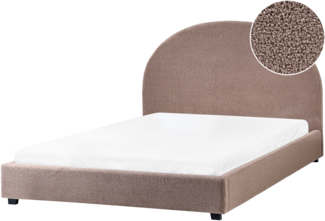 Bett mit Lattenrost Bouclé VAUCLUSE 140 x 200 cm Taupe