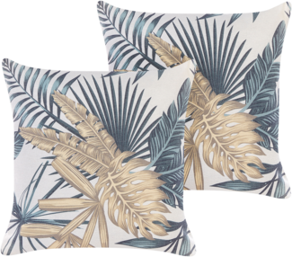 Kissen 2er Set Pflanzenmuster TAGETES 45 x 45 cm Bunt