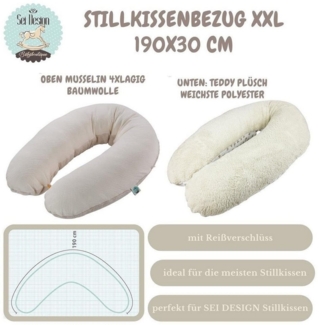 SEI Design Stillkissen Seitenschläferkissen Babynestchen Kuschelnest XXL, Schwangerschaftskissen mit Bezug, Schwangerschaftskissen mit Bezug, Bezug Musselin Baumwolle