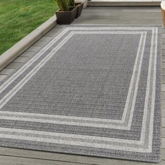 Carpettex Outdoorteppich Bordüre Design, Läufer, Höhe: 7 mm, Outdoor Teppich Bordüre Design Wetterfest für Terrasse Balkon Küche